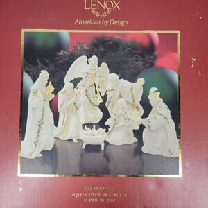 Lenox Christmas Nativity Set Ivory Porcelain 24 kt Gold Trim NEW Dead Stock 7 Pc